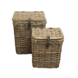 Grove Rectangular Laundry Basket with Leather Strap - Large