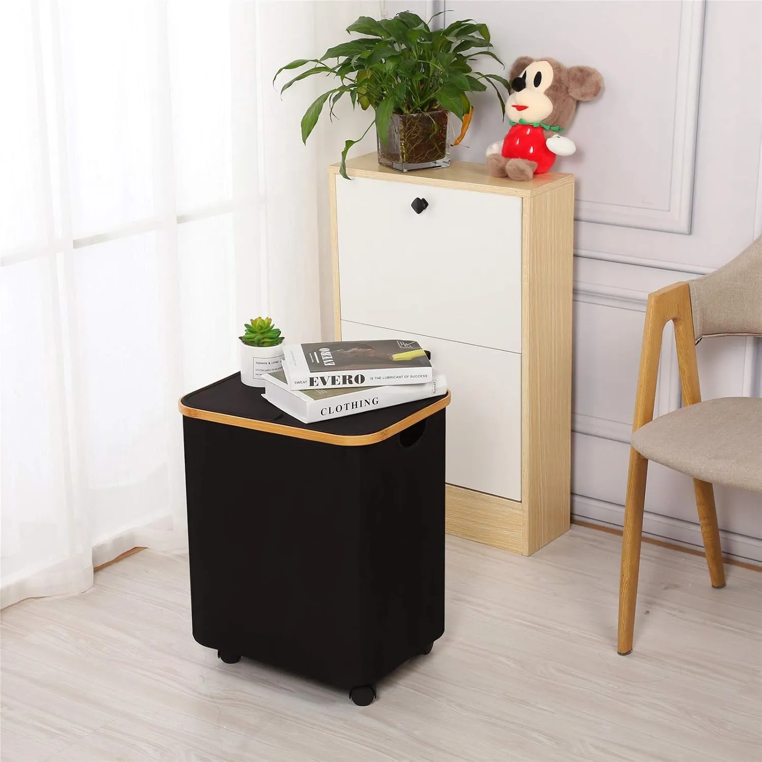 Guofa Laundry Basket with Wheels Lid - 73L Rolling Laundry Hamper with Removable Laundry Bag, Large Collapsible Clothes Hampers Organizer or Bedroom, Laundry Room, Toys Storage Baskets