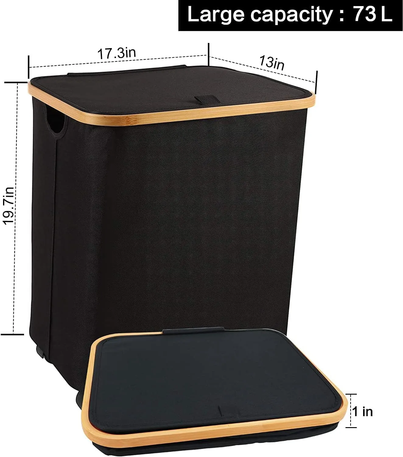 Guofa Laundry Basket with Wheels Lid - 73L Rolling Laundry Hamper with Removable Laundry Bag, Large Collapsible Clothes Hampers Organizer or Bedroom, Laundry Room, Toys Storage Baskets