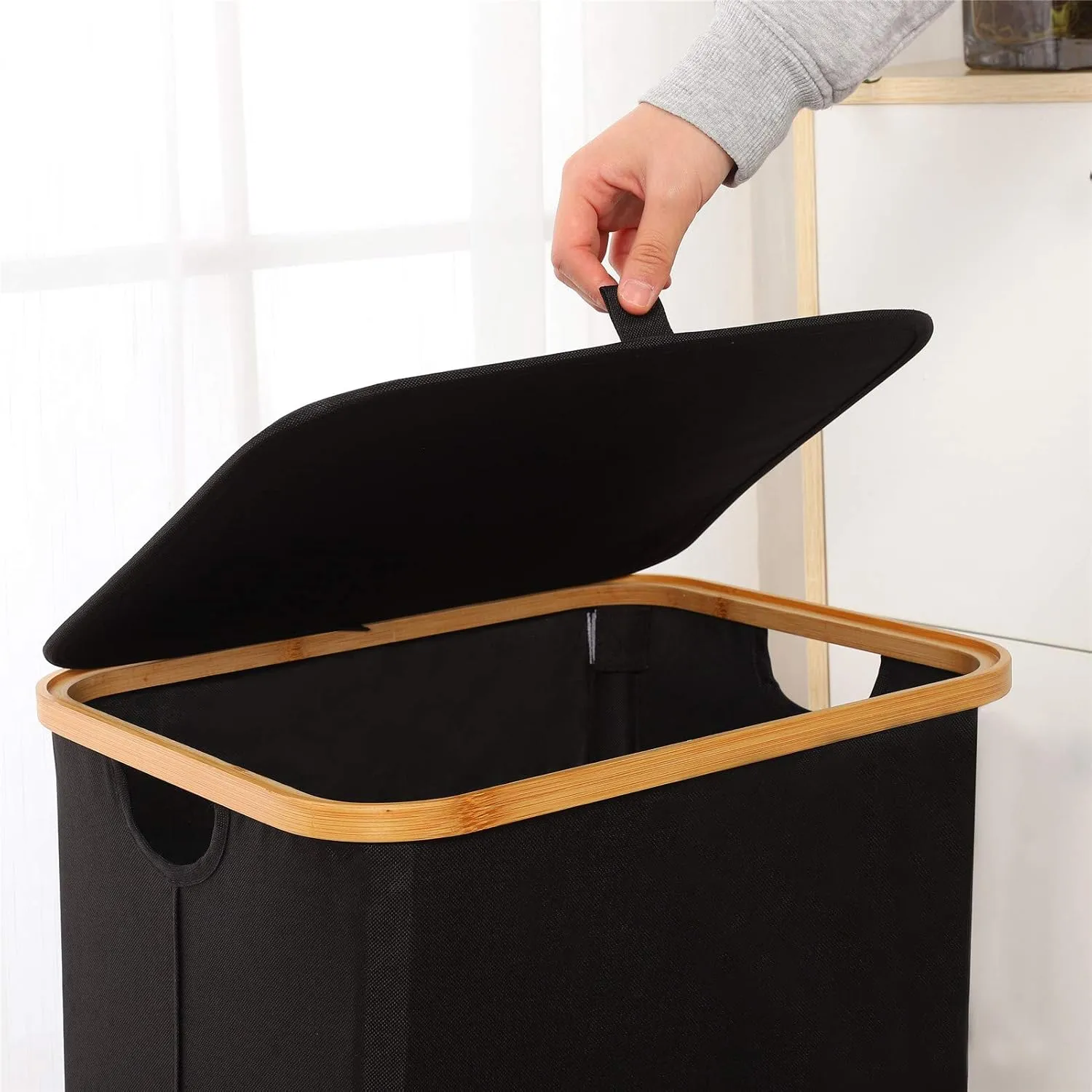 Guofa Laundry Basket with Wheels Lid - 73L Rolling Laundry Hamper with Removable Laundry Bag, Large Collapsible Clothes Hampers Organizer or Bedroom, Laundry Room, Toys Storage Baskets