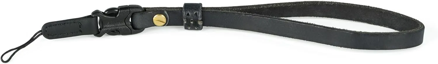 Handmade Cowhide Leather Camera Wrist Strap, Brass Hardware with Duraflex buckle, Black or Brown, Hand-Stitched