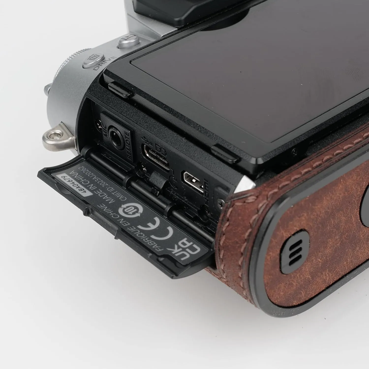 Handmade Genuine Leather Camera Half Case for Fujifilm X-T50 - Top Layer Cowhide Body   Metal Base Plate - Hand Shank Free Design (Dark Brown)
