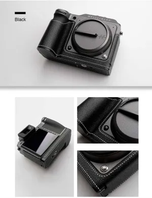 Handmade Genuine Leather Camera Half Case for Hasselblad X2D 100C - Top Layer Cowhide Body   Metal Base Plate   Hand Shank 3-in-1 Design (Black)