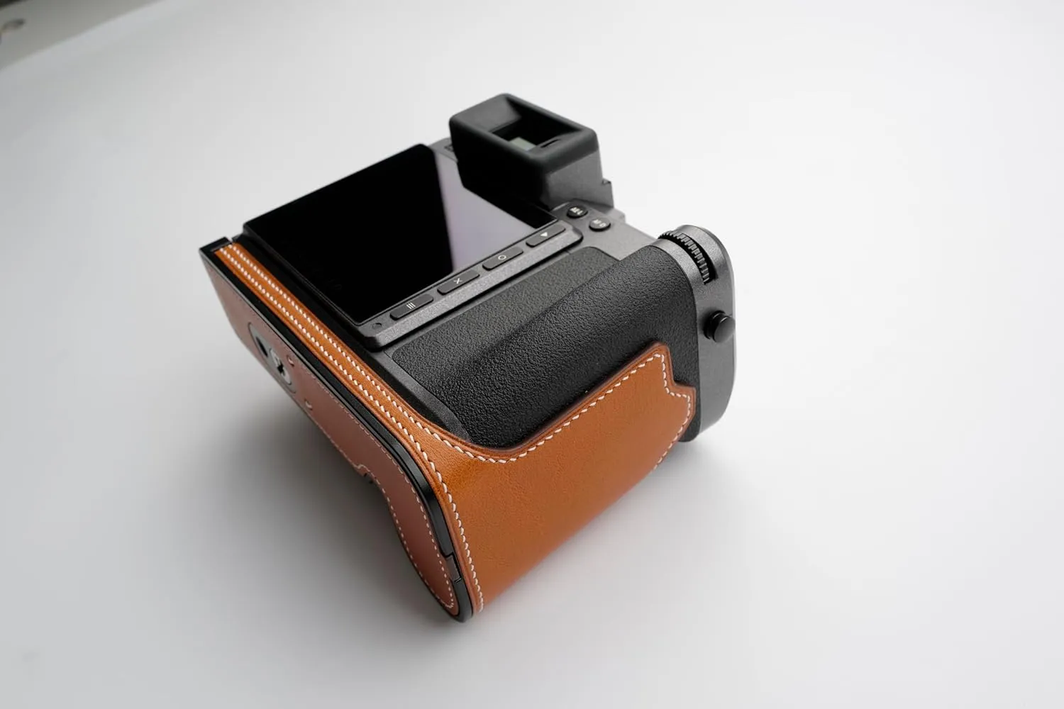Handmade Genuine Leather Camera Half Case for Hasselblad X2D - Top Layer Cowhide Body   Metal Base Plate   Hand Shank 3-in-1 Design (Brown-mbox)