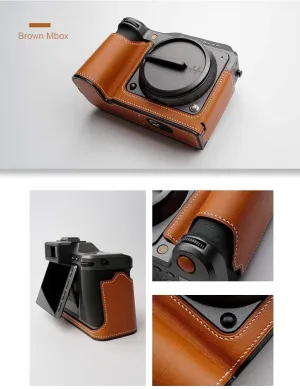 Handmade Genuine Leather Camera Half Case for Hasselblad X2D - Top Layer Cowhide Body   Metal Base Plate   Hand Shank 3-in-1 Design (Brown-mbox)