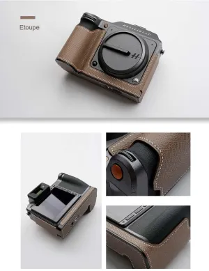 Handmade Genuine Leather Camera Half Case for Hasselblad X2D - Top Layer Cowhide Body   Metal Base Plate   Hand Shank 3-in-1 Design (Etoupe)