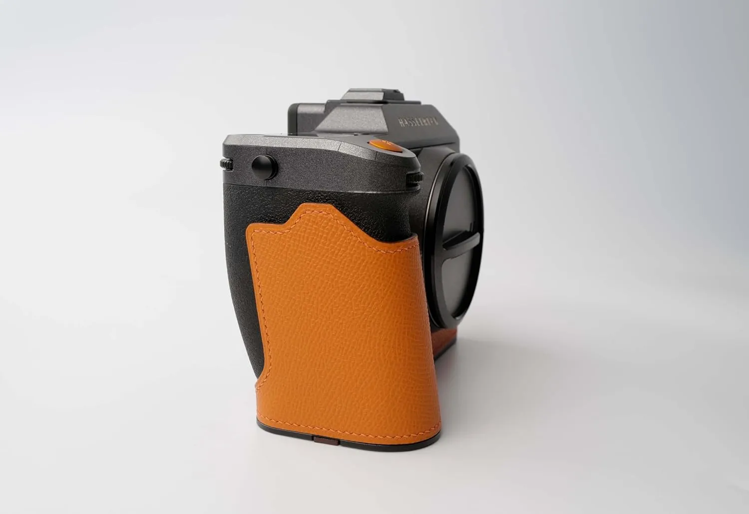 Handmade Genuine Leather Camera Half Case for Hasselblad X2D - Top Layer Cowhide Body   Metal Base Plate   Hand Shank 3-in-1 Design (Orange)