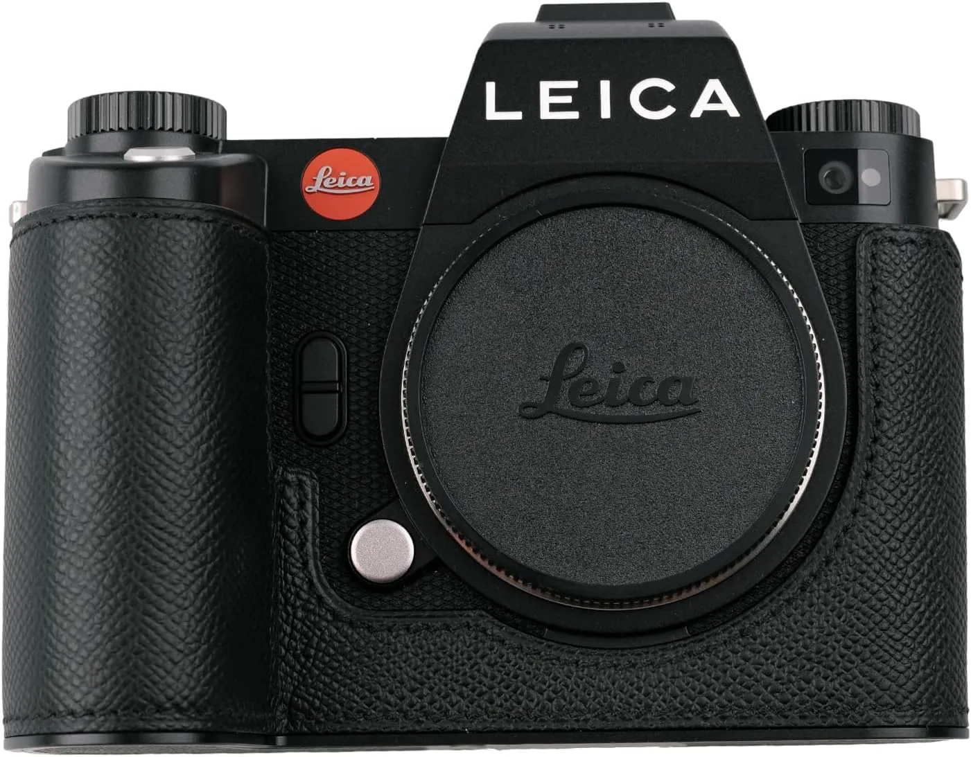 Handmade Genuine Leather Camera Half Case for Leica SL3/Leica SL3s Case - Top Layer Cowhide Body   Metal Base Plate - Hand Shank Design (Black$Black Line)