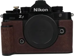 Handmade Genuine Leather Camera Half Case for Nikon ZF/Nikon ZF Camera Case - Top Layer Cowhide Body   Hand Sewn Saddle Stitch   Metal Base Plate (Dark Brown)