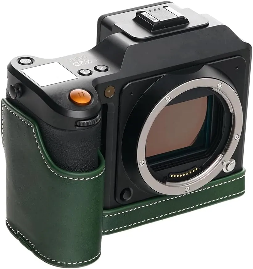 Handmade Genuine Real Leather Half Camera Case Bag Cover for Hasselblad X2D 100C Green Color