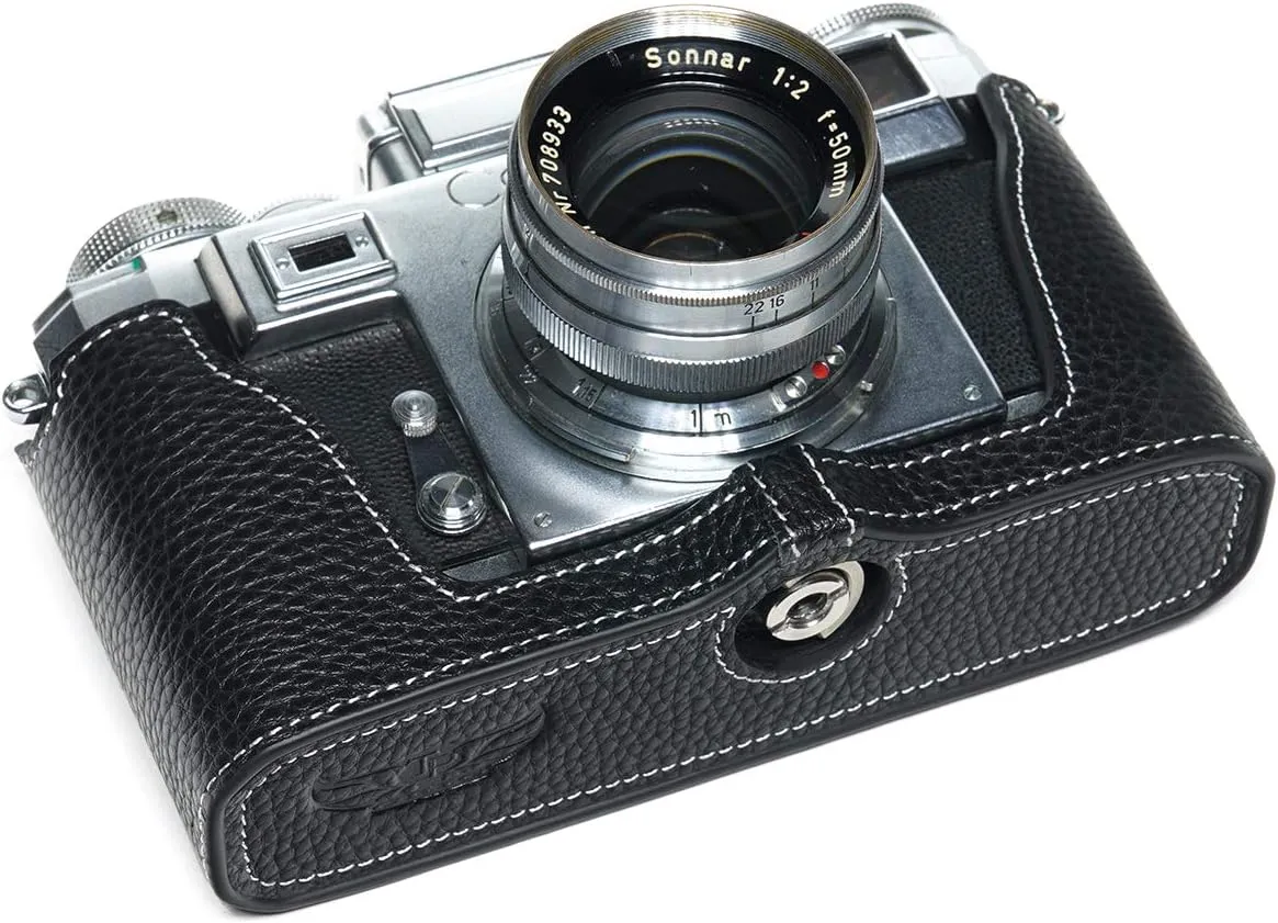 Handmade Genuine Real Leather Half Camera Case Bag Cover for ZEISS IKON CONTAX IIIA IIA Film Camera Black Color
