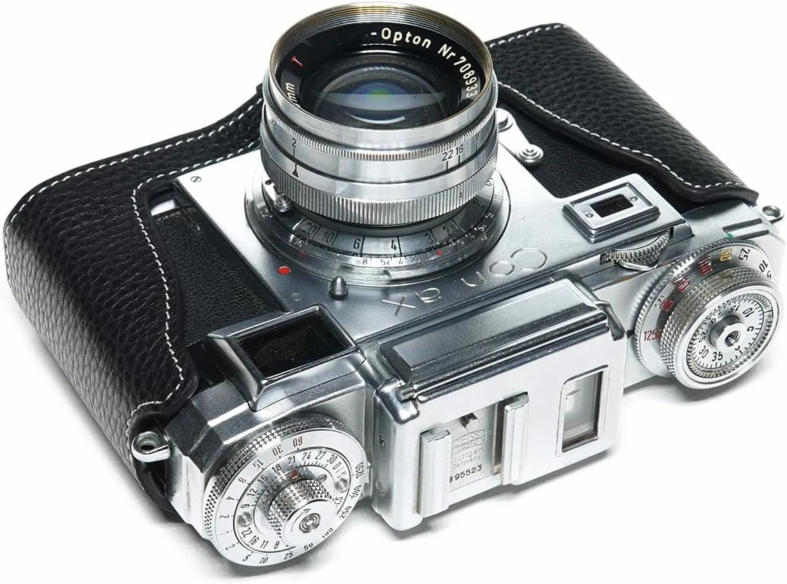Handmade Genuine Real Leather Half Camera Case Bag Cover for ZEISS IKON CONTAX IIIA IIA Film Camera Black Color