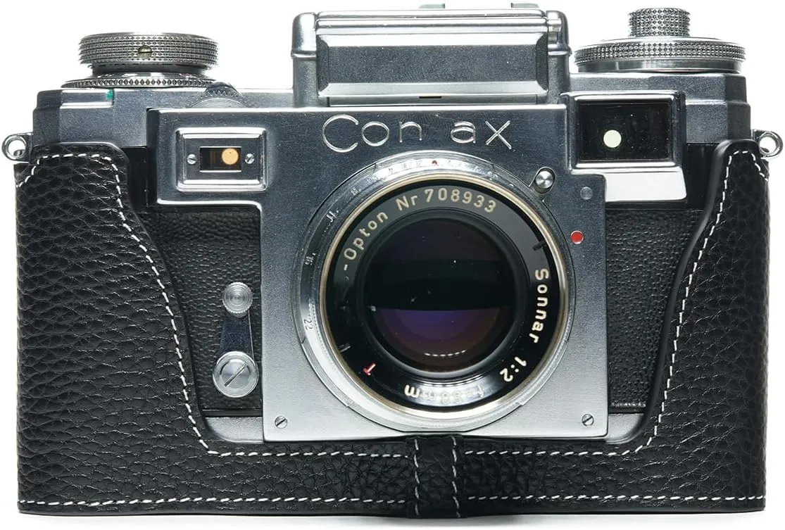 Handmade Genuine Real Leather Half Camera Case Bag Cover for ZEISS IKON CONTAX IIIA IIA Film Camera Black Color