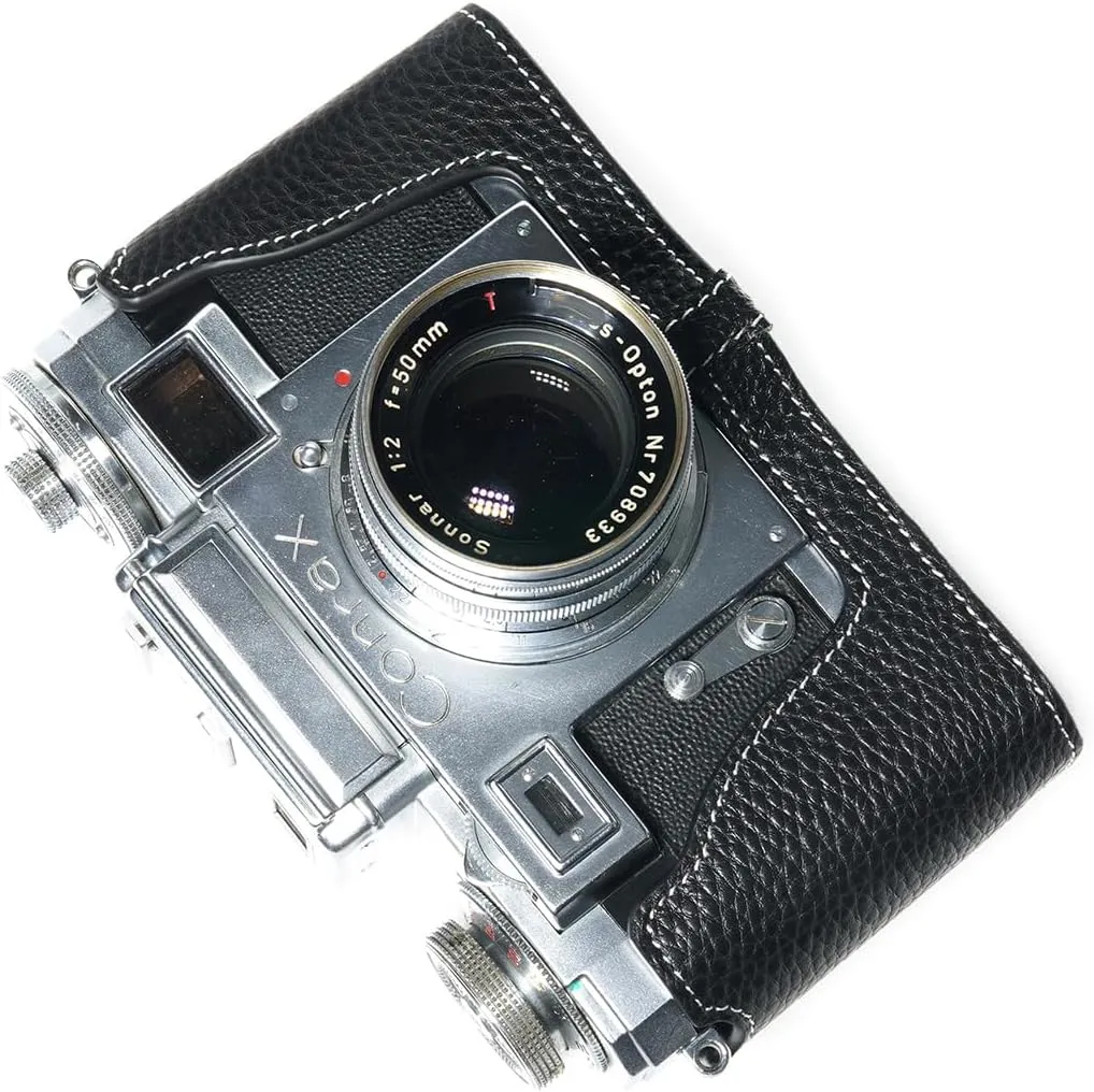 Handmade Genuine Real Leather Half Camera Case Bag Cover for ZEISS IKON CONTAX IIIA IIA Film Camera Black Color