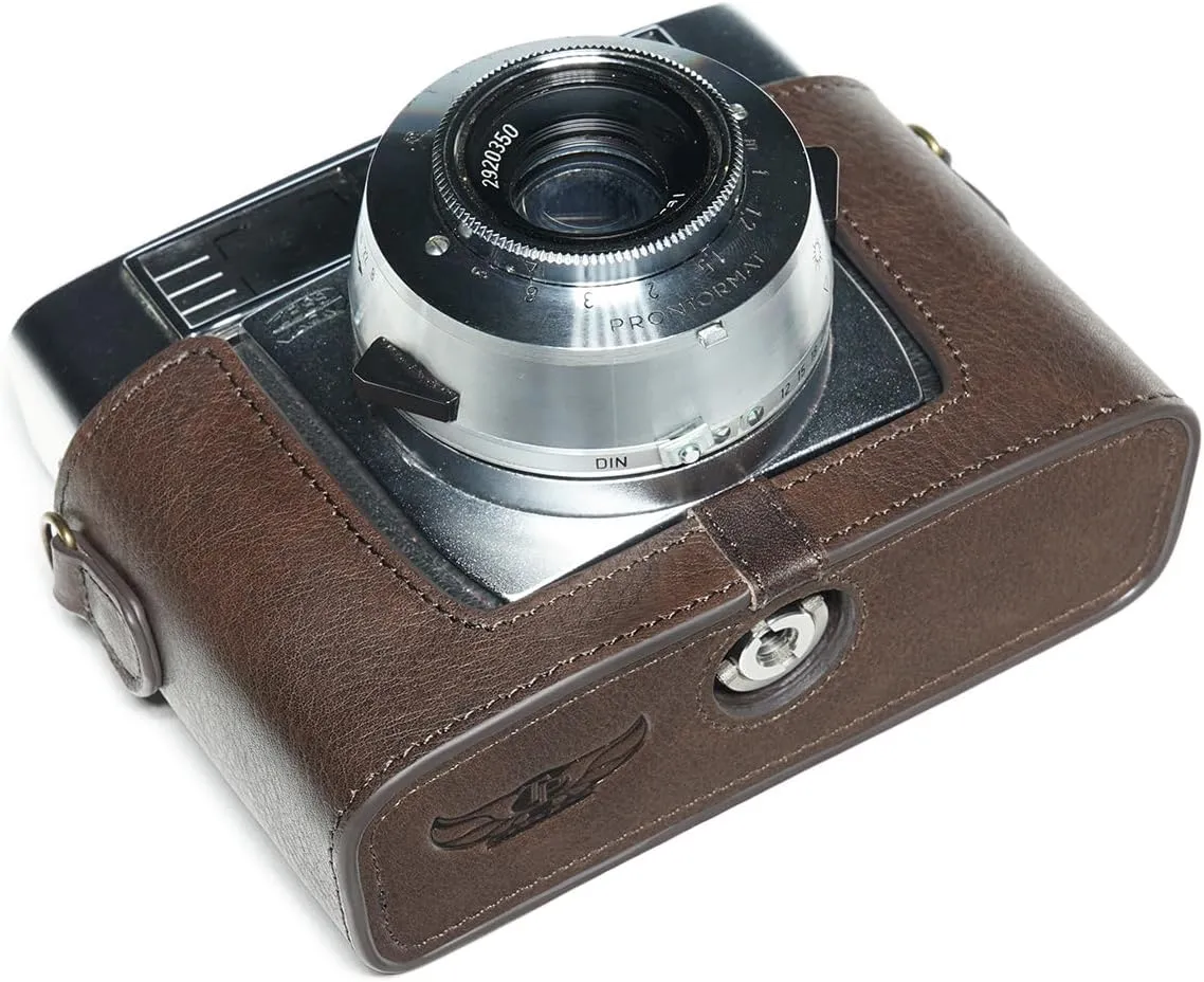 Handmade Genuine Real Leather Half Camera Case Bag Cover for ZEISS IKON Symbolica Film Camera Coffee Color