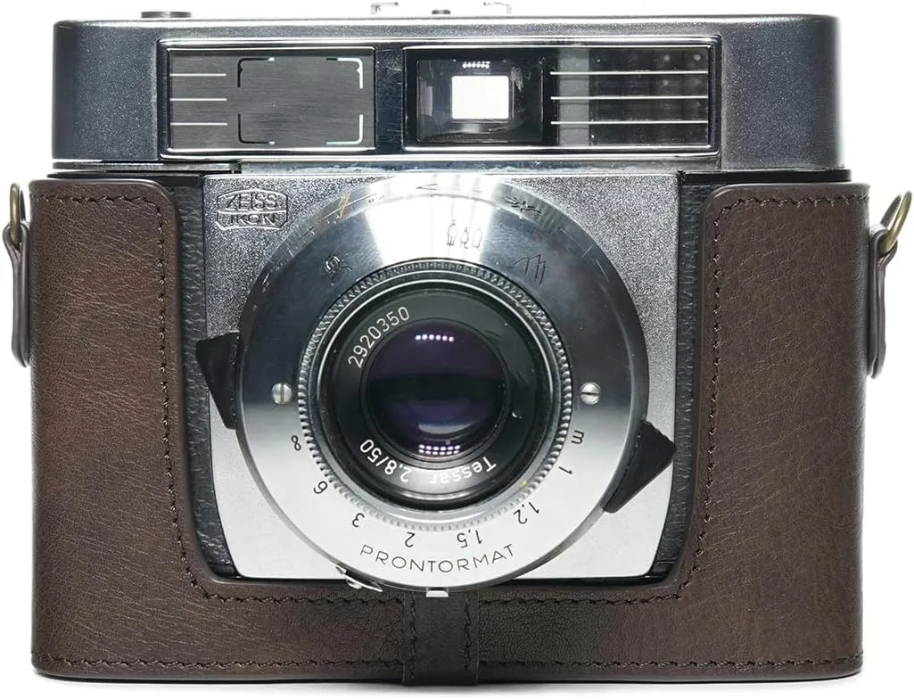 Handmade Genuine Real Leather Half Camera Case Bag Cover for ZEISS IKON Symbolica Film Camera Coffee Color