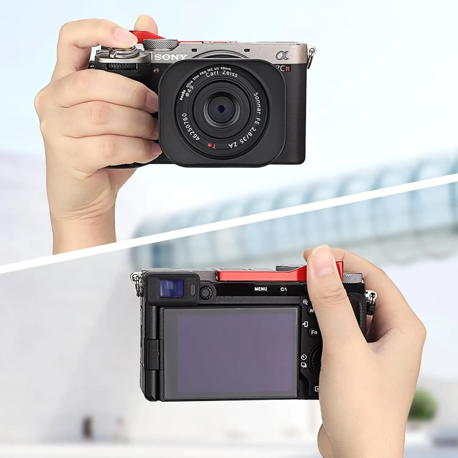 Haoge Metal Thumb Up for Sony α7CR,A7CII Alpha 7CII,ILCE-7CII,Camera Accessories Red THB-A7CII-R Hot Shoe Rest Hand Grip
