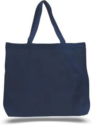 Heavy Duty Canvas Tote Bags, Size 20"W x 15"H x 5"D by SHOPINUSA (Navy, 3)