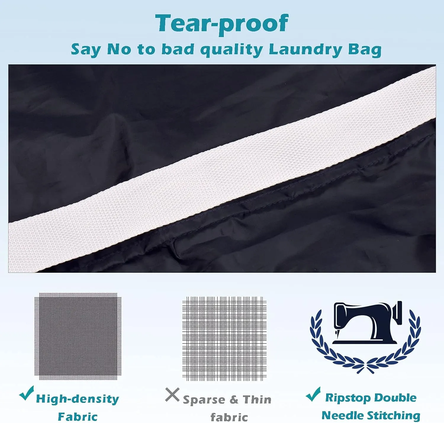 Heavy Duty Laundry Bag 2 Pack XL Nylon Laundry Bags with Straps, Washable Large Dirty Clothes Organizer with Drawstring Closure, Travel Washing Bag Fit a Laundry Hamper or Basket
