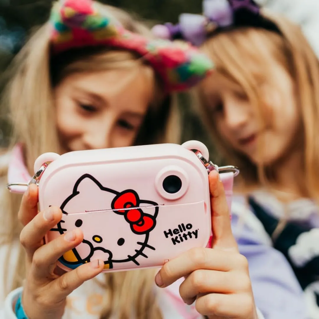 Hello Kitty Instant Print Kids Digital Camera & Video Camcorder with Selfie Camera by Kidamento, Scavenger Hunt Momento Book, 32GB Memory Card - Model P Hello Kitty