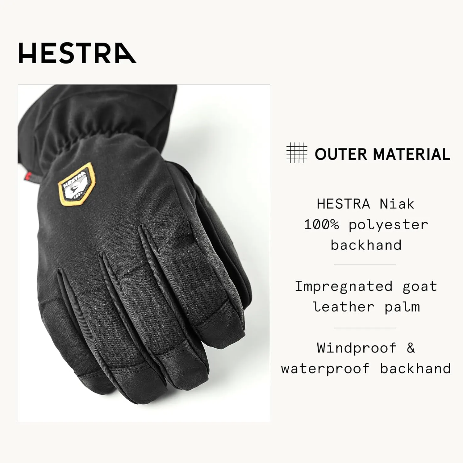 Hestra Unisex CZone Mountain 5-Finger Glove, Waterproof, Windproof Leather Alpine Ski Glove for Men & Women