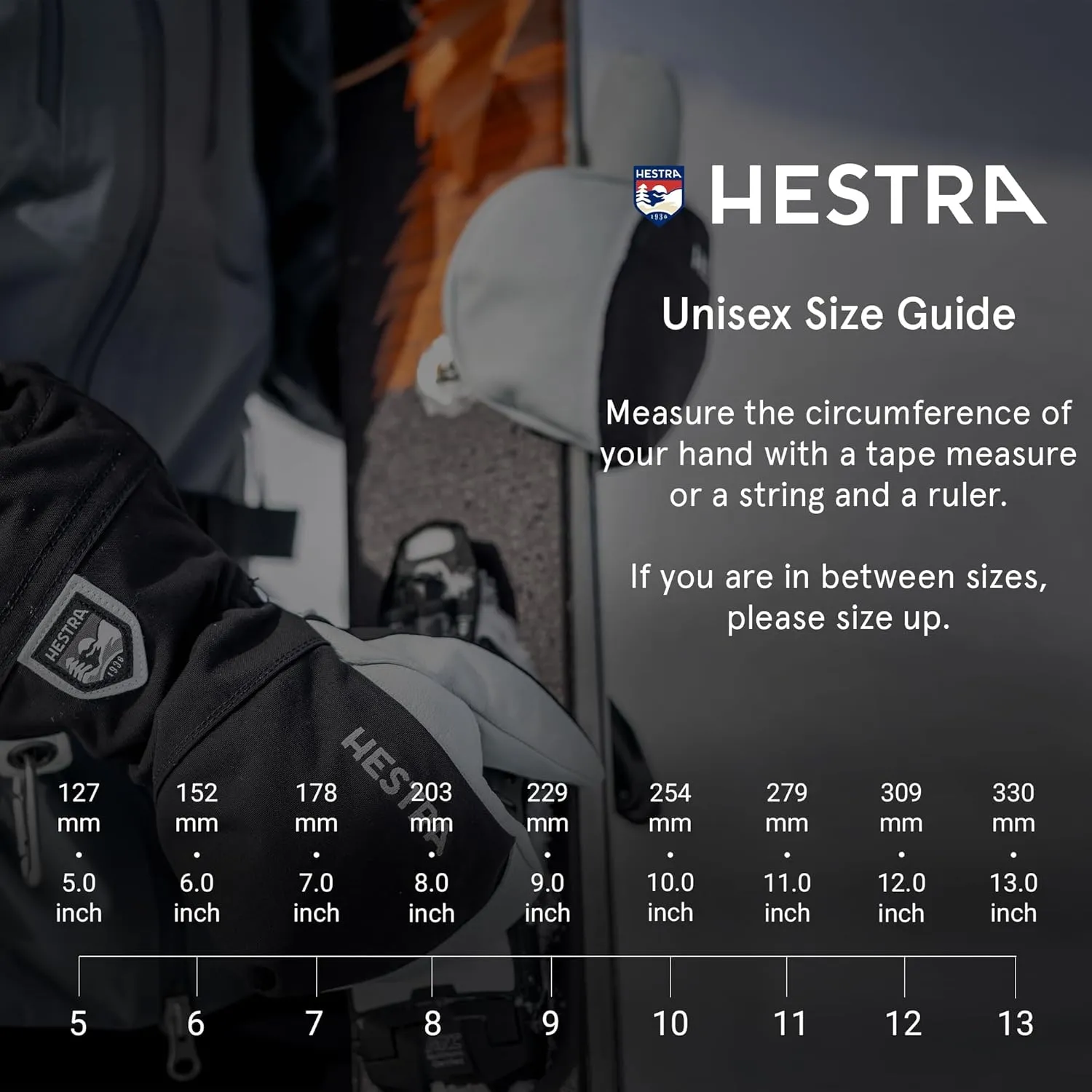 Hestra Unisex CZone Mountain 5-Finger Glove, Waterproof, Windproof Leather Alpine Ski Glove for Men & Women