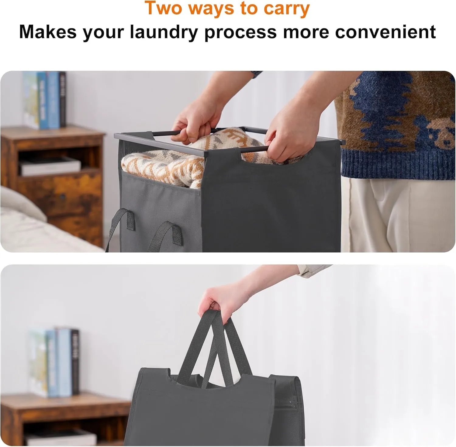 Heybly Laundry Hampers, Gal Laundry Basket with Large Desktop Sorter for Laundry Room organization, Bathroom and Dorm Laundry Bags on Storage Shelf HLH004BG