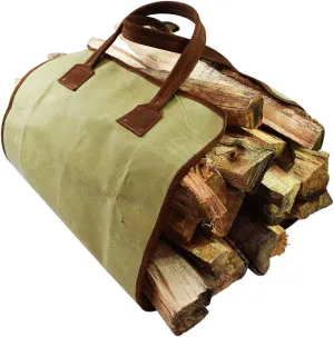 Hide & Drink, Waterproof Waxed Canvas Firewood Bag Handmade (Swayze Suede)