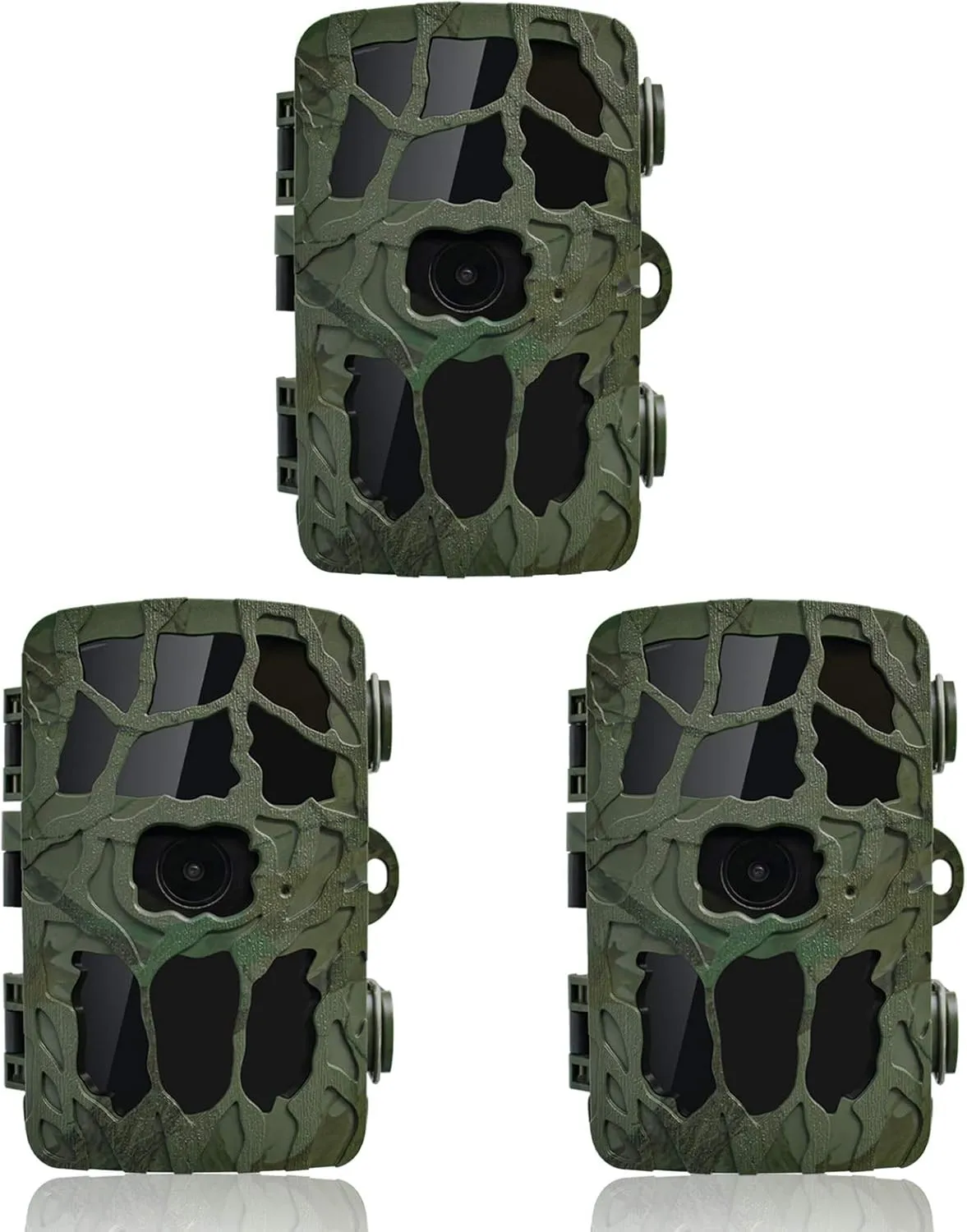 Highwild Trail Game Camera 20MP 4K Waterproof Hunting Scouting Cam for Wildlife Monitoring with 100° Detecting Range Motion Activated Night Vision 0.3s Trigger Speed 2.4” LCD IR LEDs (3 Pack)