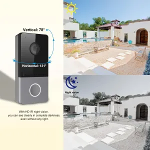 Hik 2MP Wired PoE IP Video Doorbell Camera, Two-Way Audio, Night Vision, 2.4GHz WiFi, 12V/PoE Power Supply, Built-in Card Reader, IP65 Waterproof, Compatible with HIK NVR/Hik-Connect, KV6113-WPE1
