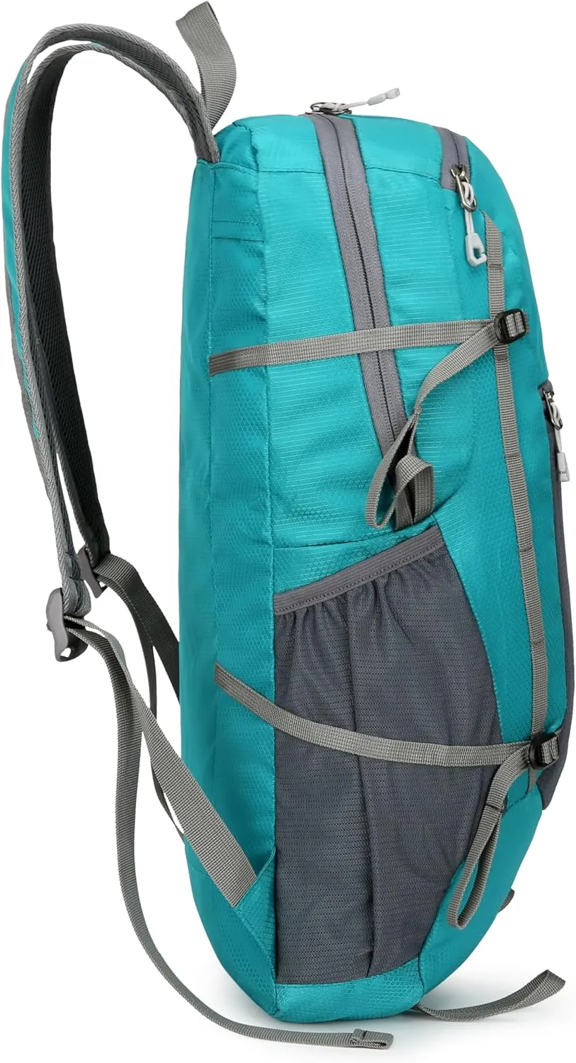 Hiking Backpack Daypack Lightweight Packable Travel Outdoor Camping Ultra Foldable Day Pack for Woman Man (Lake Blue, 30L)