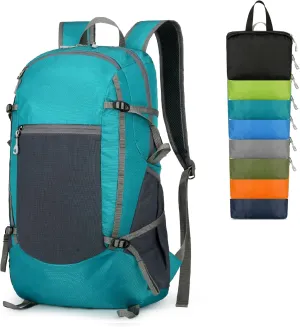 Hiking Backpack Daypack Lightweight Packable Travel Outdoor Camping Ultra Foldable Day Pack for Woman Man (Lake Blue, 30L)