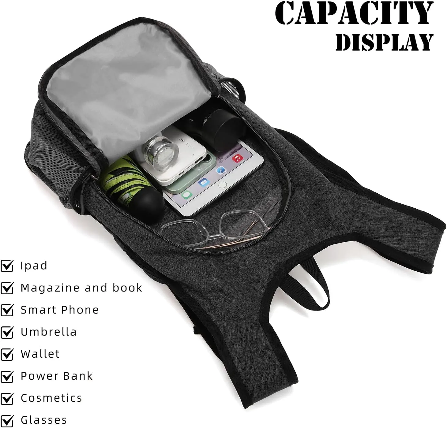 Hiking Daypack Small Travel Hiking Backpack for Women and Men Lightweight Packable Travel Back Pack for Women Men,Black