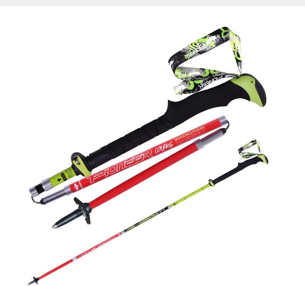 Hiking Poles 7001 Super-Hard Aluminum, Carbon Fiber Trekking Poles Lightweight Collapsible Folding Walking Sticks Included A Mud Baskets, Foot Cover, Carry Bag
