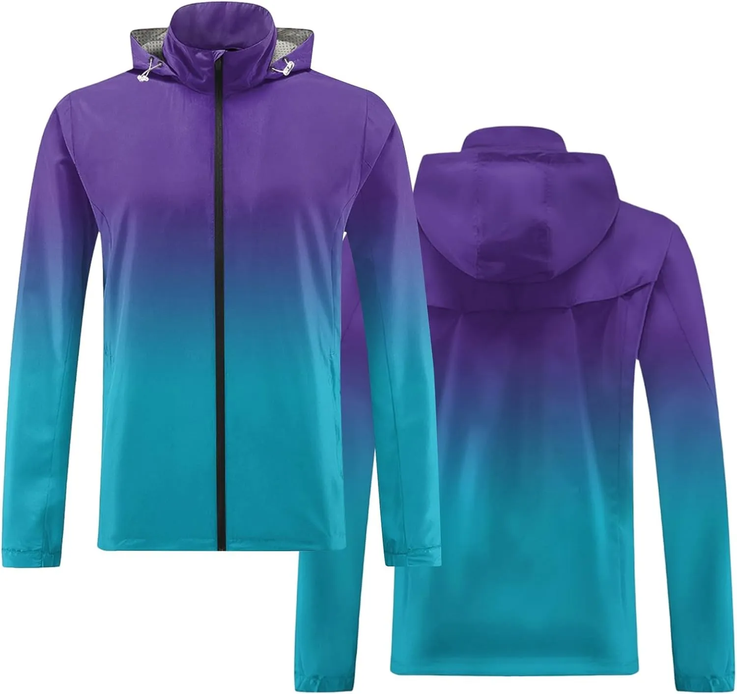 Hiking Rain Jacket Men Water Resistant Raincoats Breathable Windbreaker Hiking Outdoor Big and Tall Light Outerwear