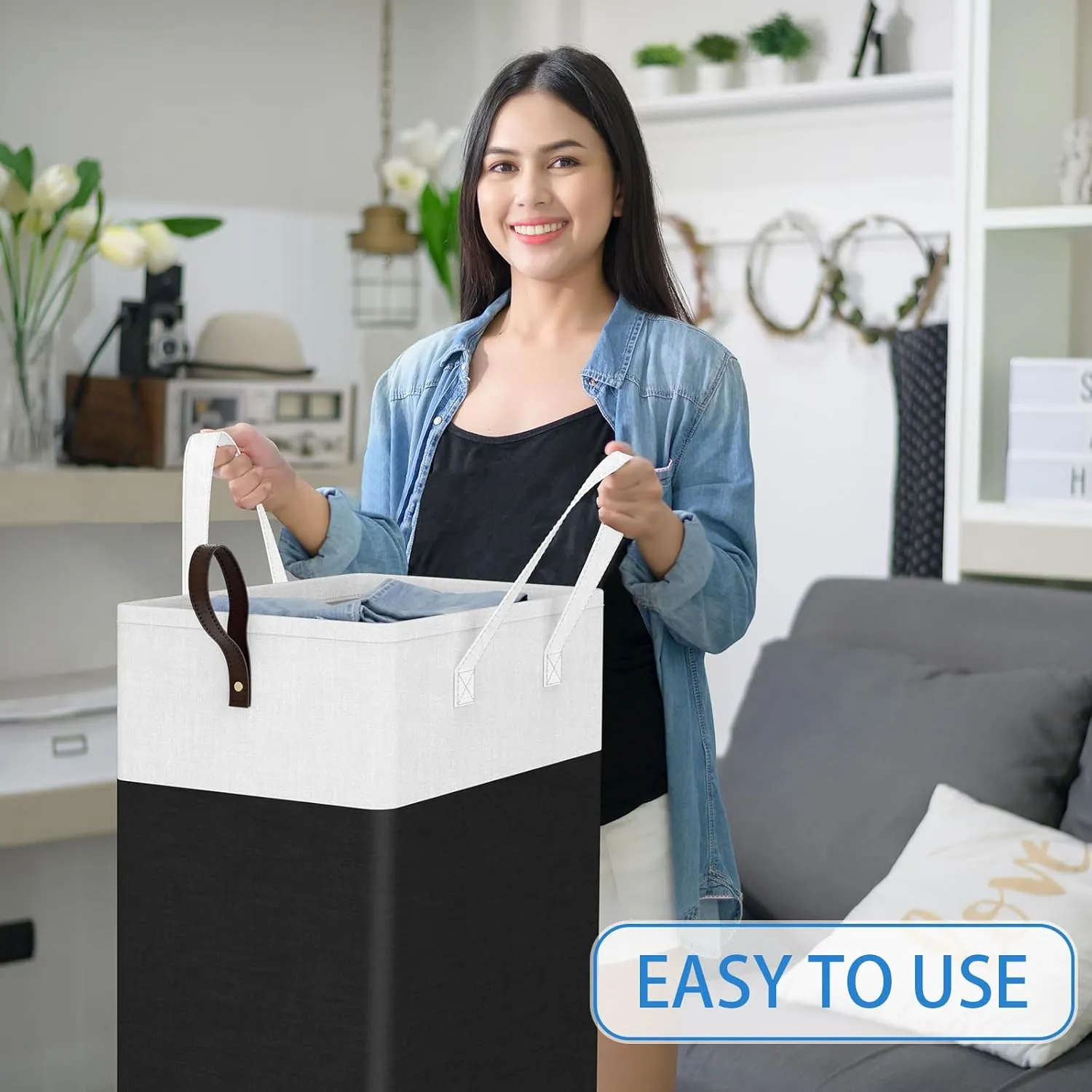 HomeHacks 75L Rolling Laundry Basket with Wheels, Collapsible & Waterproof Laundry Hamper, Mobile Clothes Hamper, Storage Laundry Bins with Handles for Laundry Room, Bedroom, Bathroom & Dorm, Black