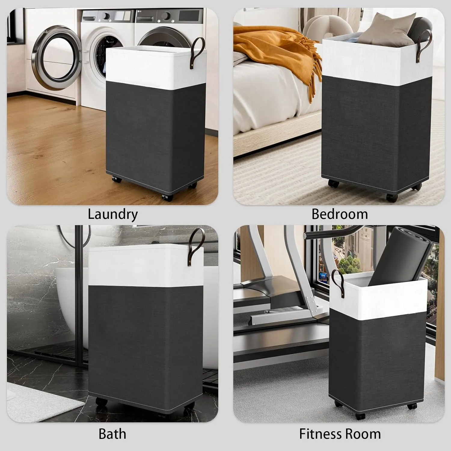 HomeHacks 75L Rolling Laundry Basket with Wheels, Collapsible & Waterproof Laundry Hamper, Mobile Clothes Hamper, Storage Laundry Bins with Handles for Laundry Room, Bedroom, Bathroom & Dorm, Gray