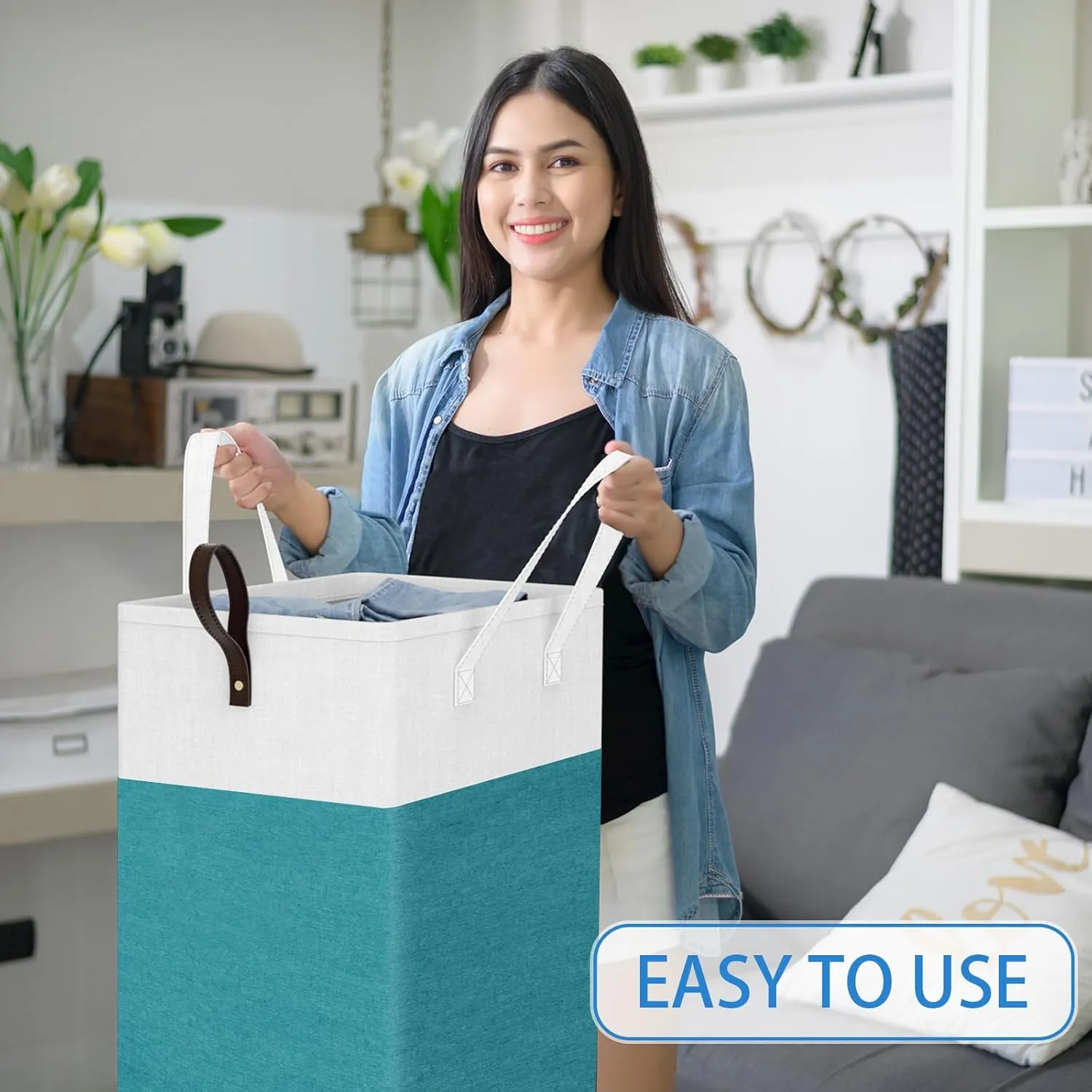 HomeHacks Laundry Basket with Wheels, Rolling Laundry Hamper, Collapsible & Waterproof Clothes Hamper, Narrow Corner Clothes Bins with Extended Handles for Clothes in the Family & Dorm 90L, Green)