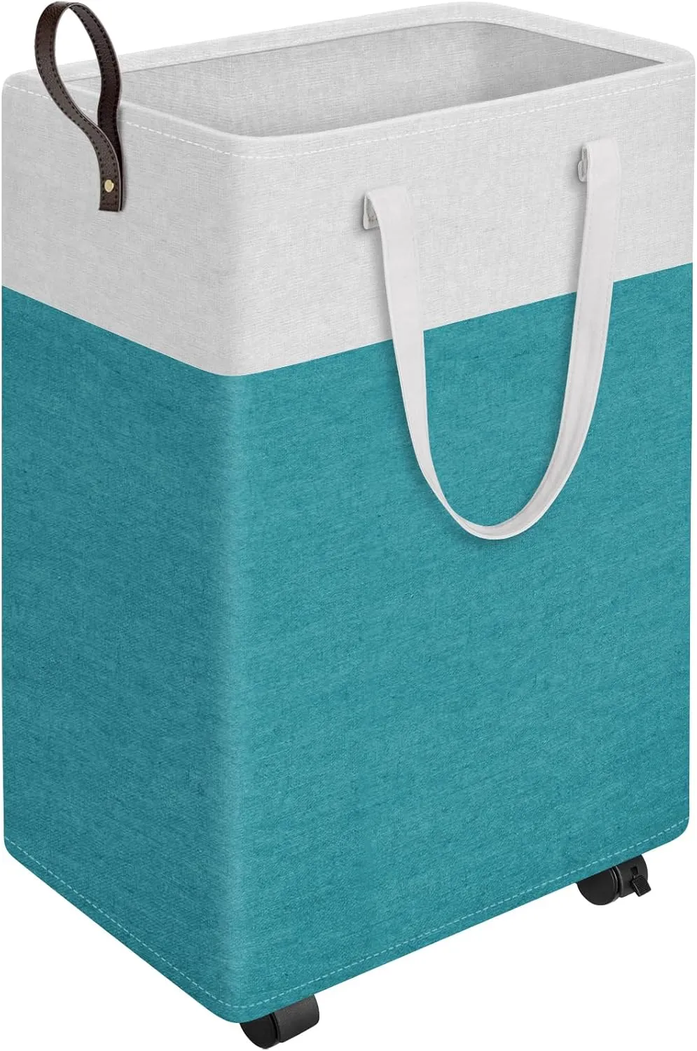 HomeHacks Laundry Basket with Wheels, Rolling Laundry Hamper, Collapsible & Waterproof Clothes Hamper, Narrow Corner Clothes Bins with Extended Handles for Clothes in the Family & Dorm 90L, Green)