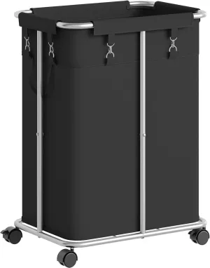 HOOBRO 170L Laundry Basket with Wheels, 45 Gallons Rolling Laundry Hamper, Narrow Slim Laundry Sorter with Removable Oxford Fabric Bag, Laundry Room, Dorm Room, Bedroom, Black BB05XY01