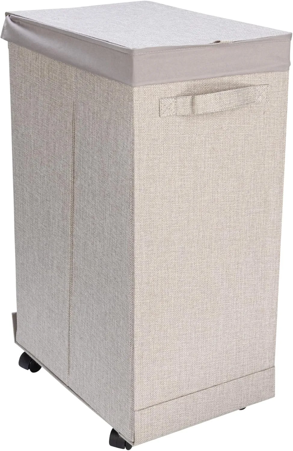 Household Essentials, Silver Narrow Collapsible Laundry Hamper with Liner and Lid