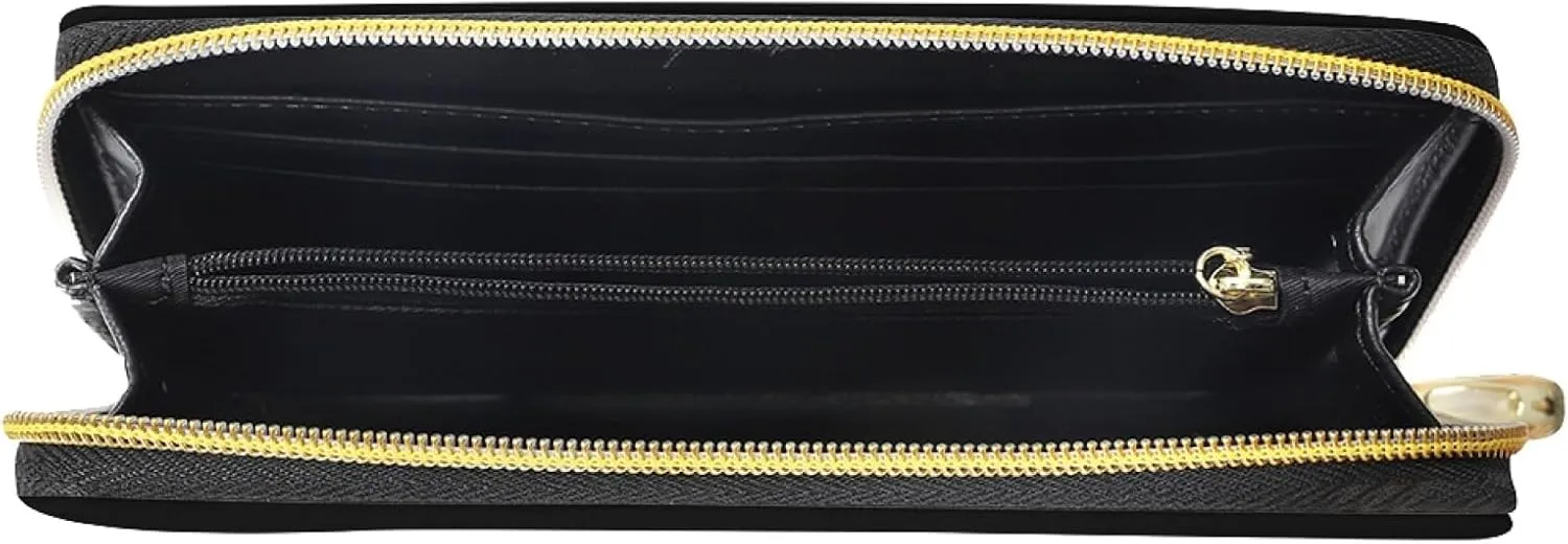 Howilath American Flag Dog Paw Pattern Women Girls Long Pu Leather Wallet with Credit Card Holder Coin Pockets Zip Around Clutch Slim Purse