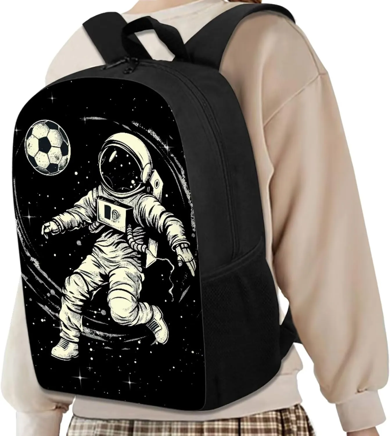 HUGS IDEA Astronaut School Backpack for Kids Football Backpack for Boys 8-12 School Bookbag with Lunch Box Cool Backpack for Boys 4Pcs Elementary School Bag for Teen Boys Book Bag Set