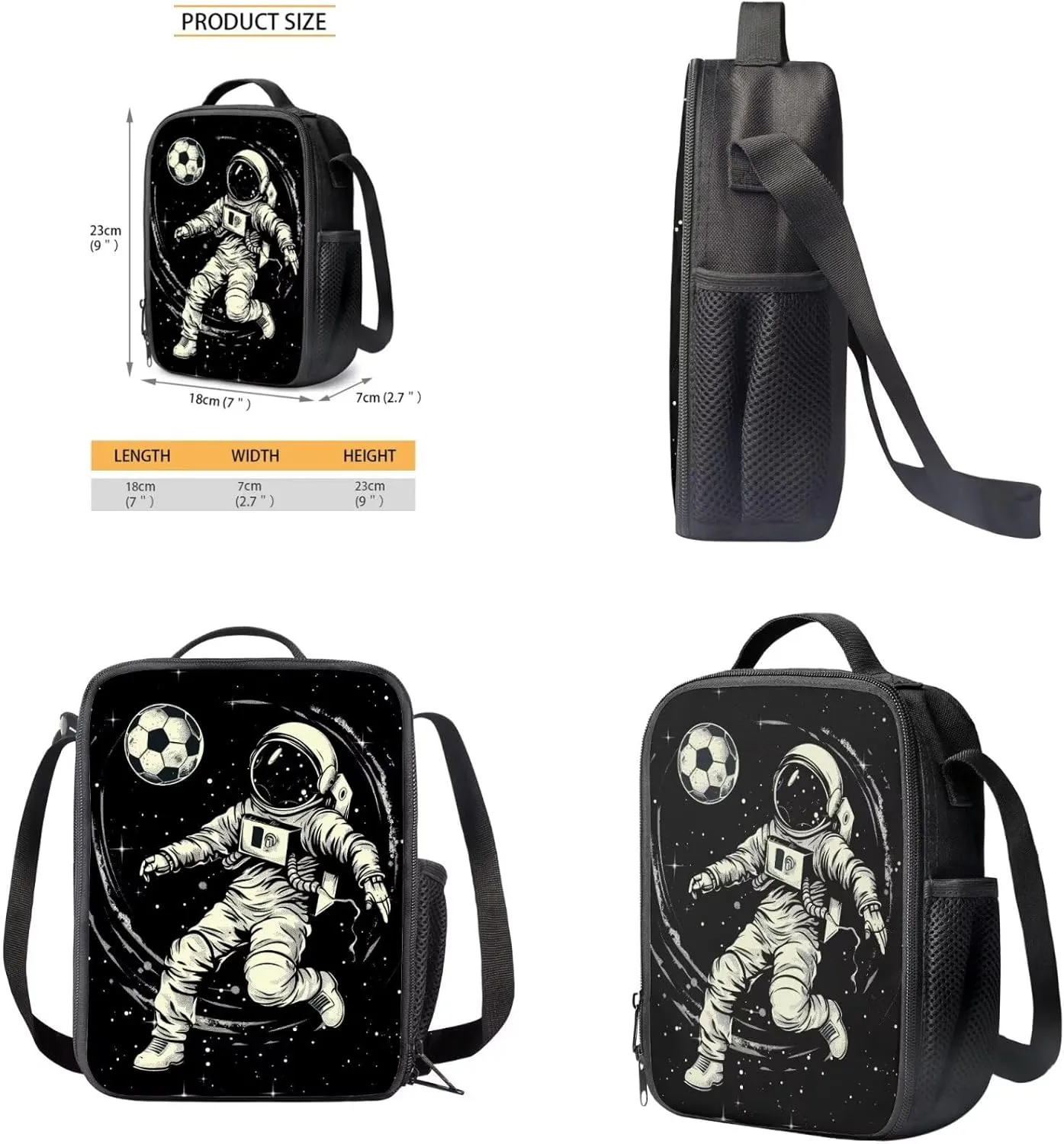 HUGS IDEA Astronaut School Backpack for Kids Football Backpack for Boys 8-12 School Bookbag with Lunch Box Cool Backpack for Boys 4Pcs Elementary School Bag for Teen Boys Book Bag Set