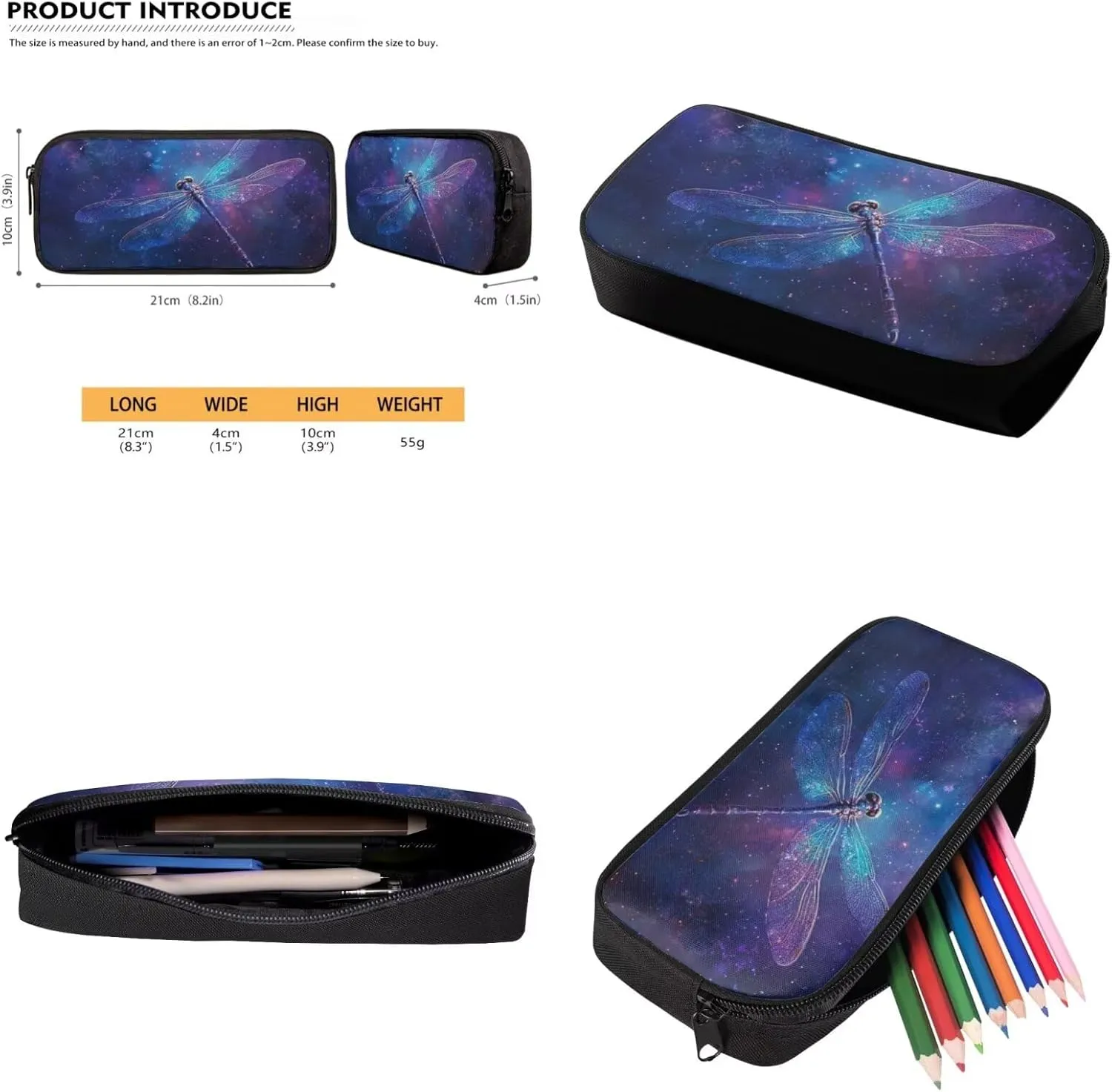 HUGS IDEA Galaxy Dragonfly Bookbag for Kids Space Theme School Backpacks for Girls with Lunch Box Lightweight School Bag Set with Keychain 17 Inch Book Bags for 5th Grade 4Pcs Schoolbag