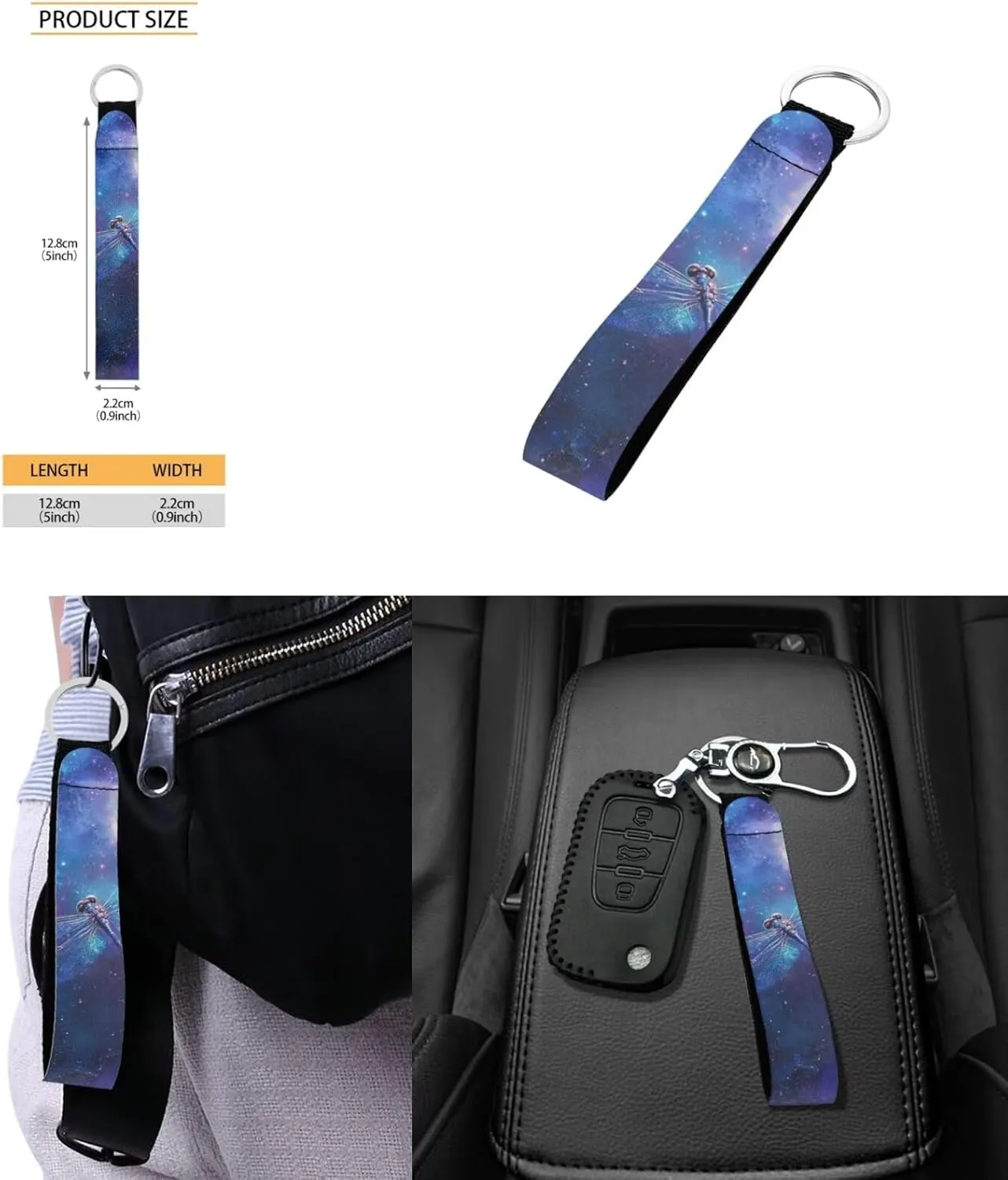 HUGS IDEA Galaxy Dragonfly Bookbag for Kids Space Theme School Backpacks for Girls with Lunch Box Lightweight School Bag Set with Keychain 17 Inch Book Bags for 5th Grade 4Pcs Schoolbag