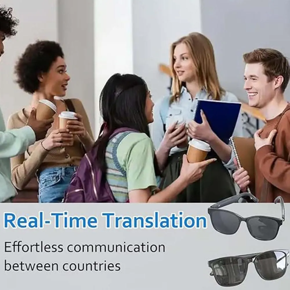 Hy-C8 AI Wireless Bluetooth Translation Glasses, AI Smart Glasses for Women, Supports Bluetooth 5.4, Simultaneous Interpretation in 114 Languages, Suitable for Women Traveling and Working (1, White)