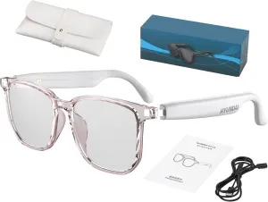 Hy-C8 AI Wireless Bluetooth Translation Glasses, AI Smart Glasses for Women, Supports Bluetooth 5.4, Simultaneous Interpretation in 114 Languages, Suitable for Women Traveling and Working (1, White)