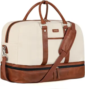 IBFUN Weekender Bags for Women, Large Overnight Bag Canvas Travel Duffel Bag Carry On Tote with Shoe Compartment 21" 3Pcs Set