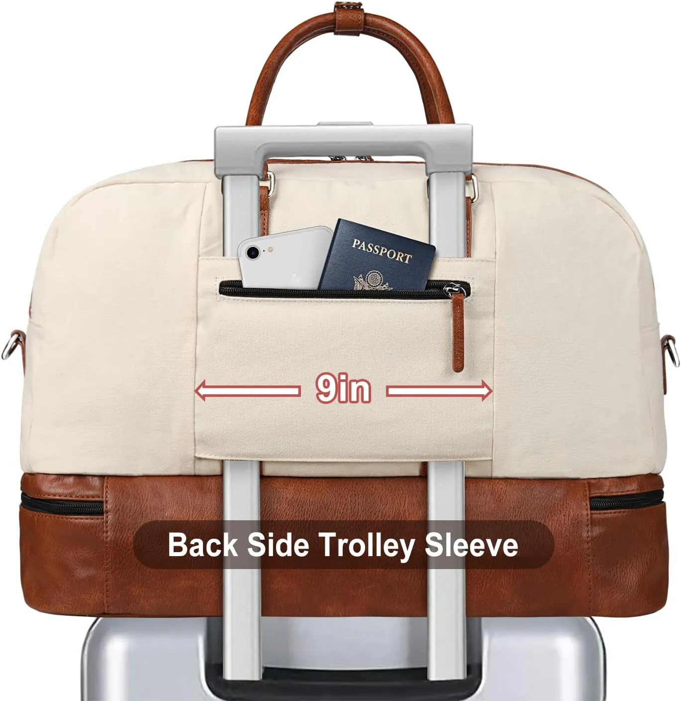 IBFUN Weekender Bags for Women, Large Overnight Bag Canvas Travel Duffel Bag Carry On Tote with Shoe Compartment 21" 3Pcs Set